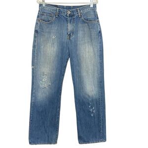 Vintage Lucky Brand Bootleg Dungarees Jeans Mens 32x32 Blue DISTRESSED
